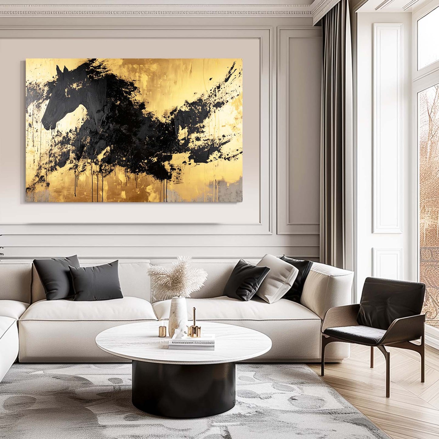 Abstract Horse Canvas – angled canvas view on white background