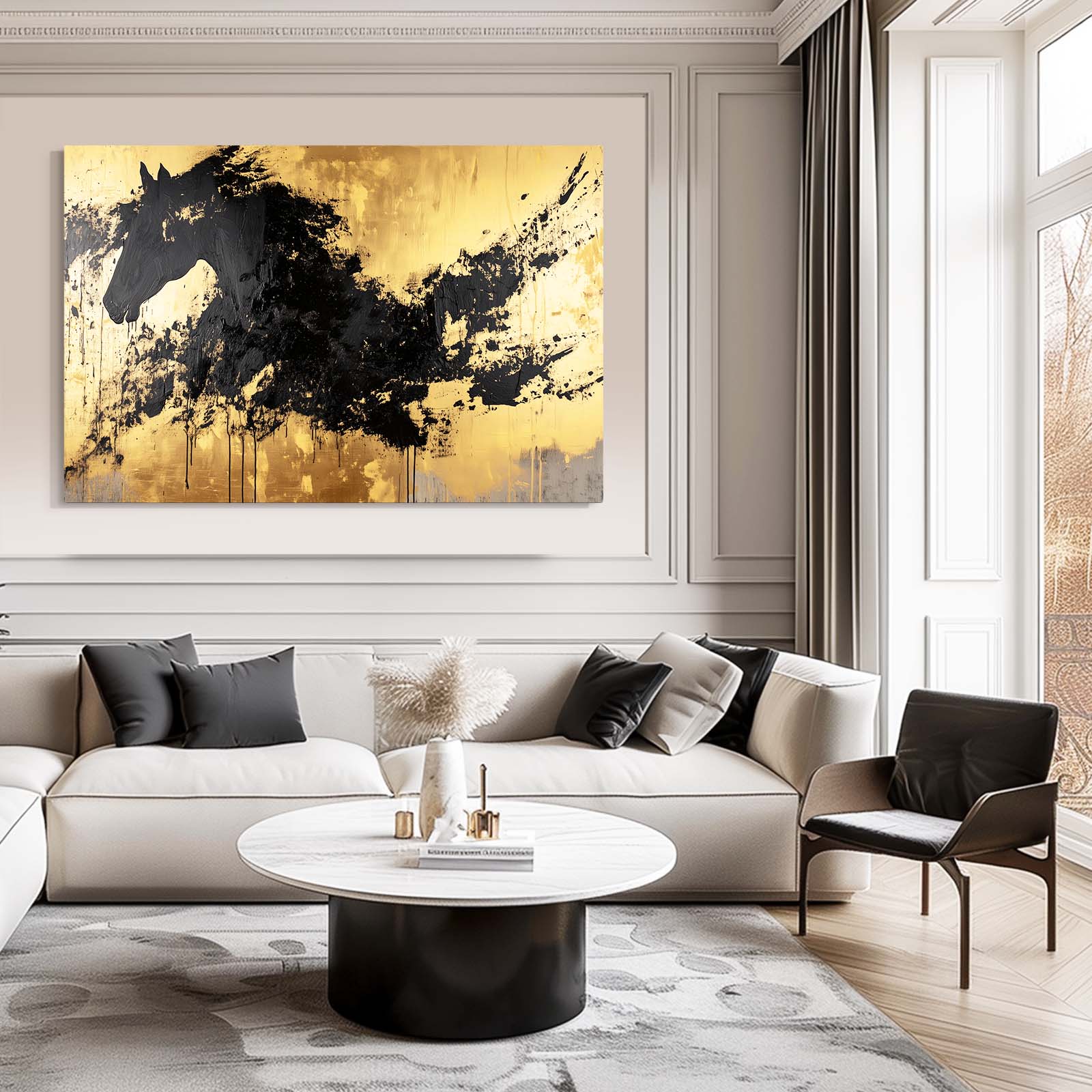Abstract Horse Canvas – angled canvas view on white background