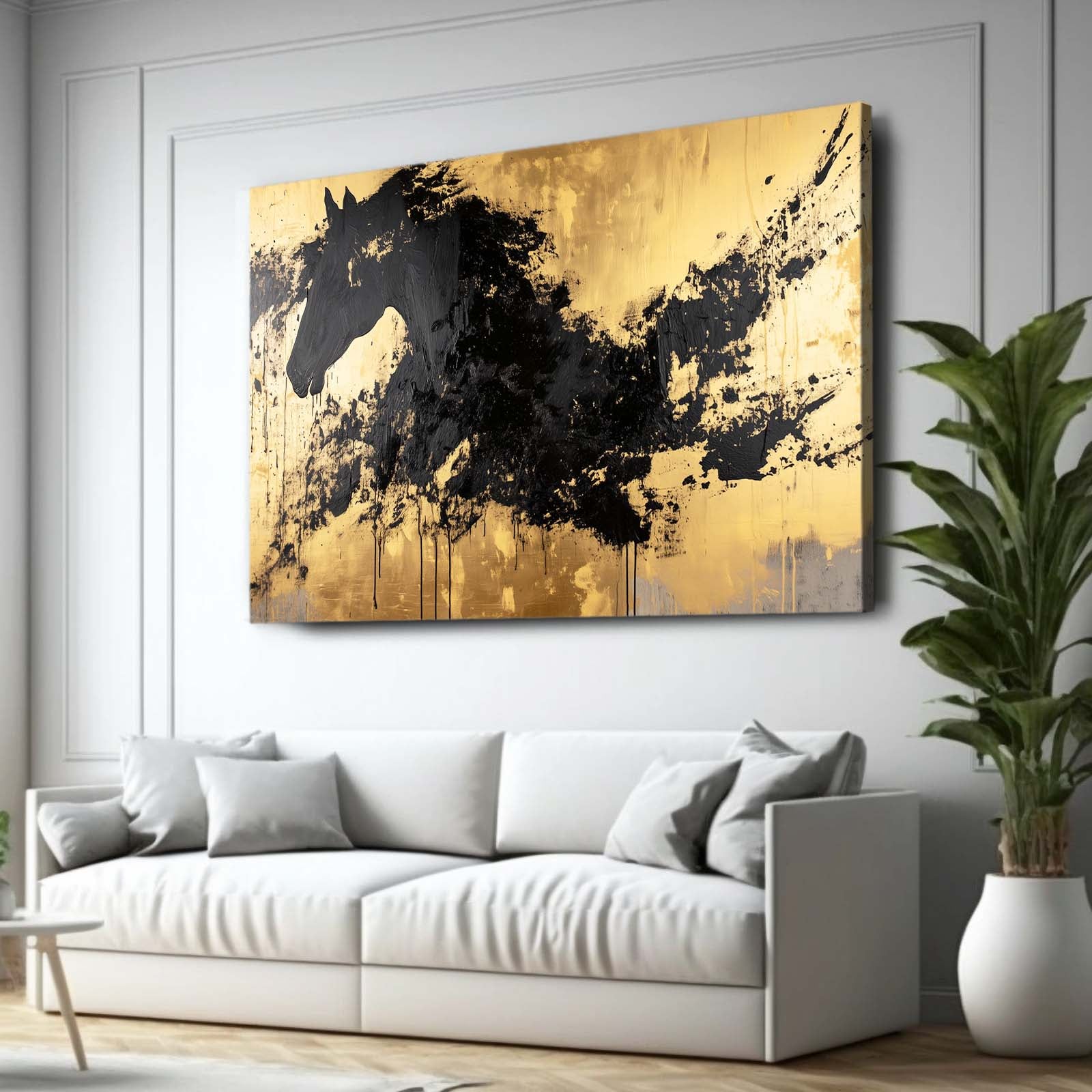 Abstract Horse Canvas – angled canvas view on white background