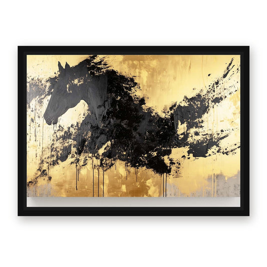 Abstract Horse Canvas – with Premium Black wood frame
