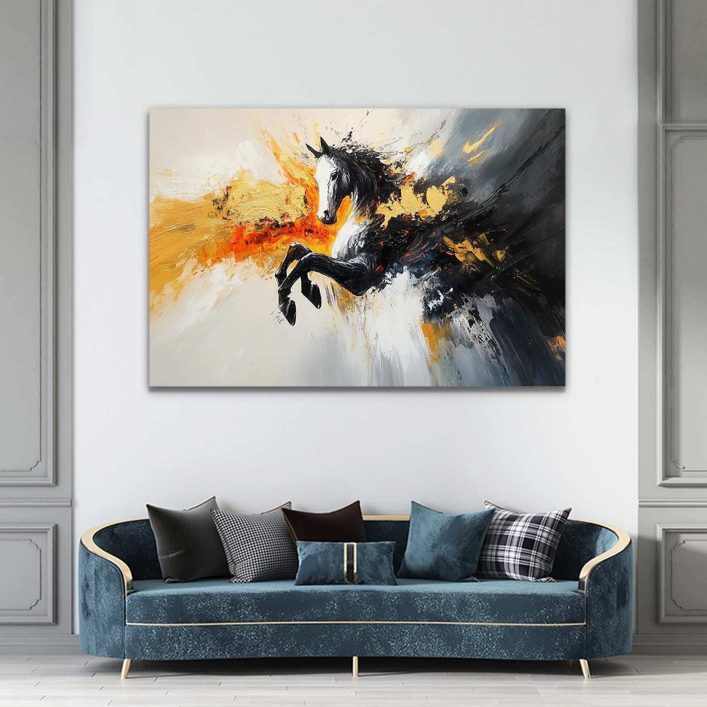 Abstract Horse Prints – angled canvas view on white background