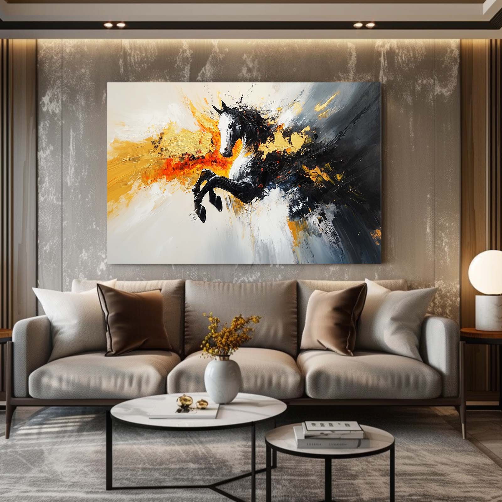 Abstract Horse Prints – angled canvas view on white background