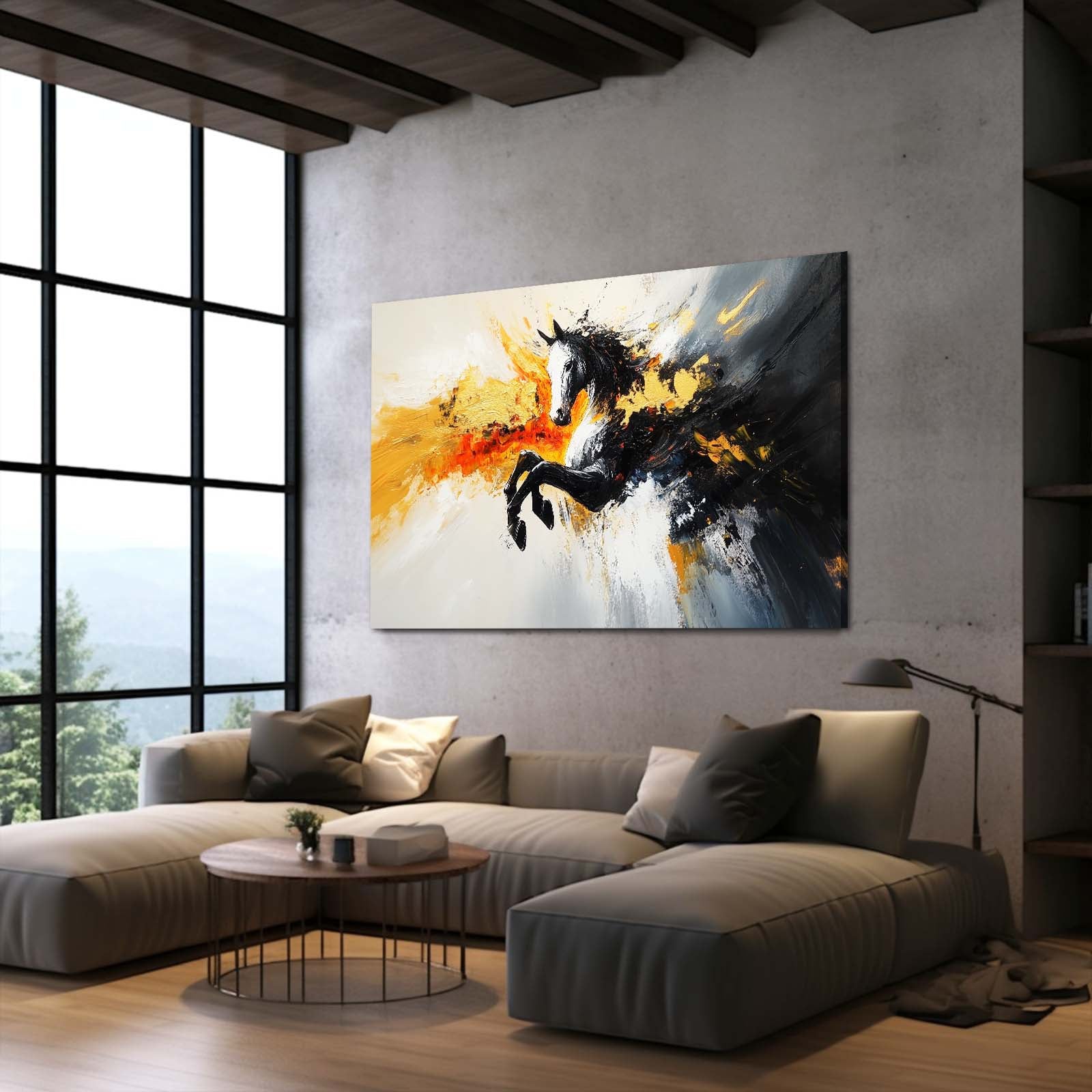 Abstract Horse Prints – angled canvas view on white background