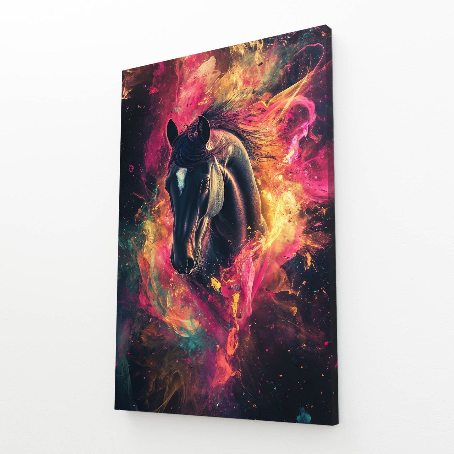 Abstract Horse Wall Art – angled canvas view on white background