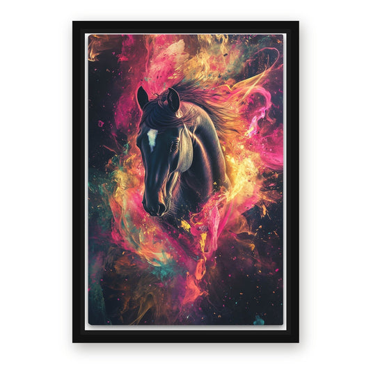 Abstract Horse Wall Art – with Premium Black wood frame