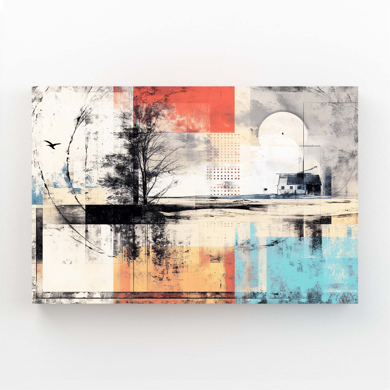 Abstract Lake Tree Farmhouse Wall Art – abstract lake tree farmhouse canvas print