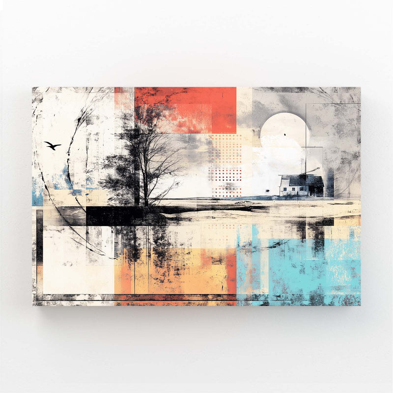 Abstract Lake Tree Farmhouse Wall Art – abstract lake tree farmhouse canvas print