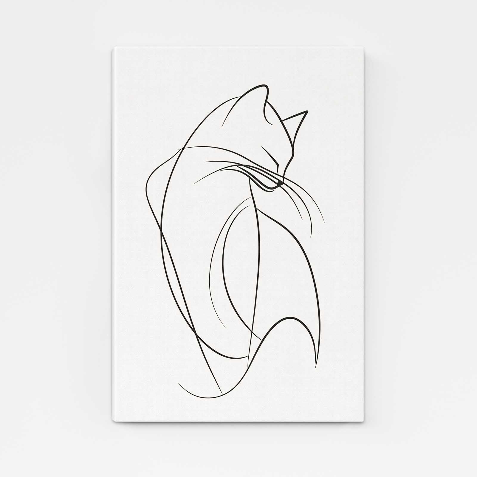 Abstract Line Cat Wall Art