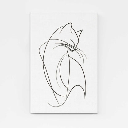 Abstract Line Cat Wall Art