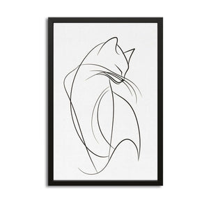 Abstract Line Cat Wall Art