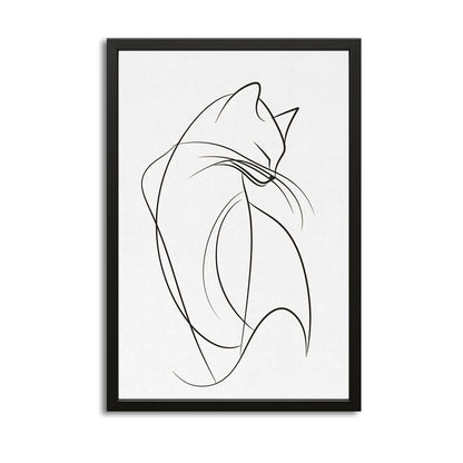 Abstract Line Cat Wall Art