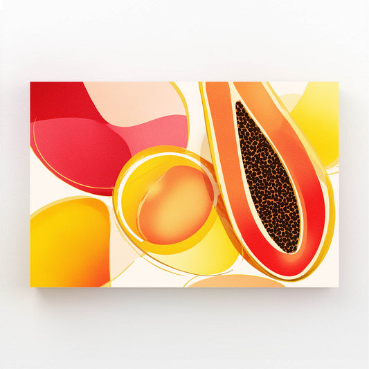 Abstract Papaya Slice Fruit Wall Art – abstract papaya slice fruit canvas print