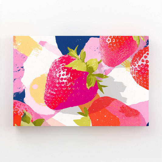Abstract Strawberry Collage Fruit Prints – abstract strawberry collage fruit canvas print