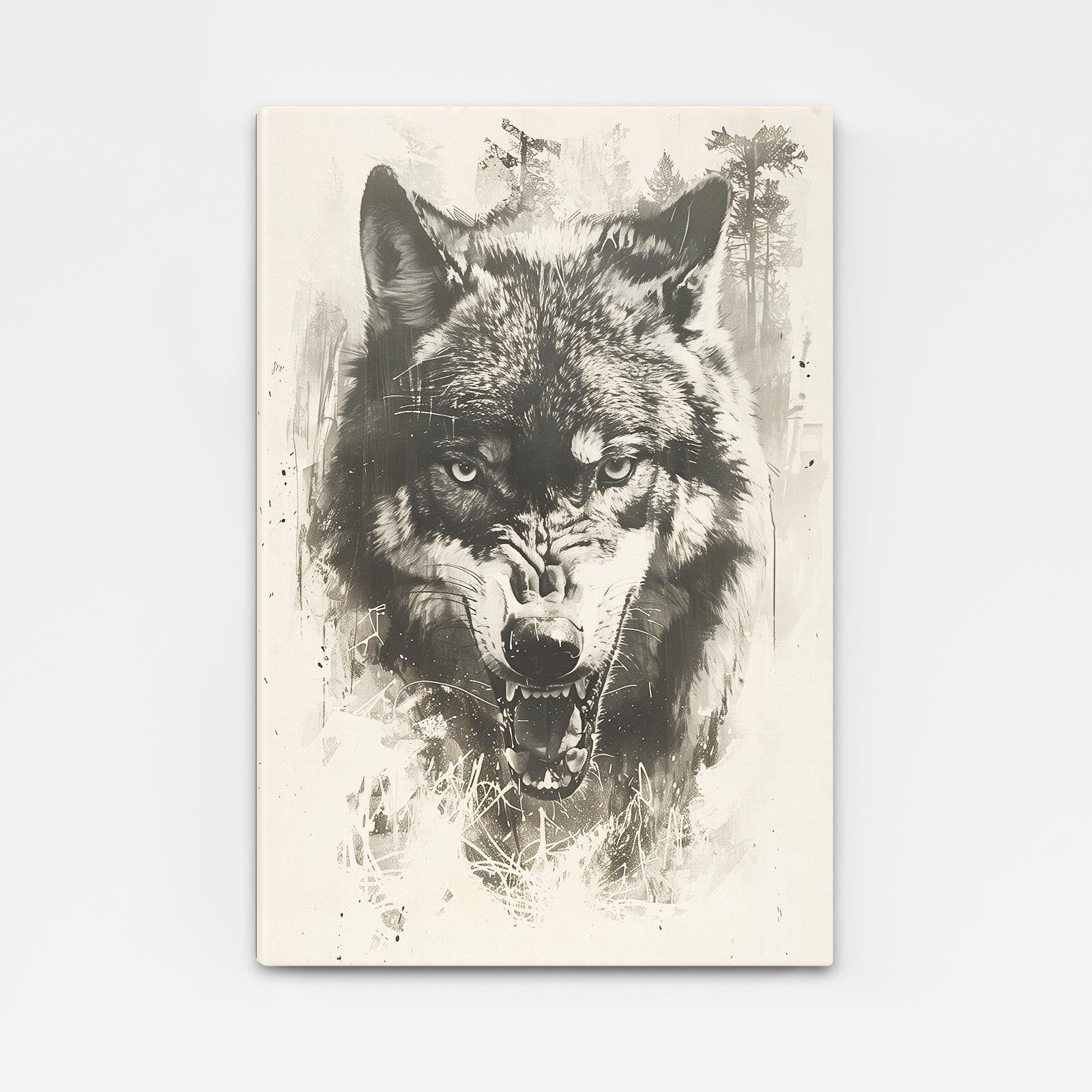 Abstract Wolf Art Black And White