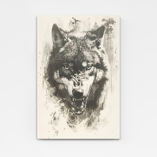Abstract Wolf Art Black And White