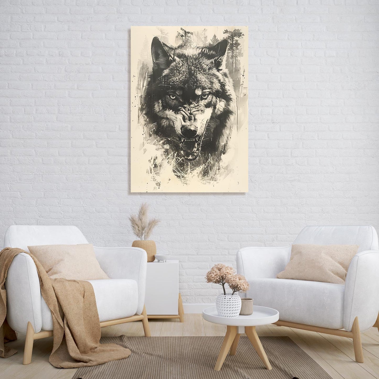 Abstract Wolf Art Black And White