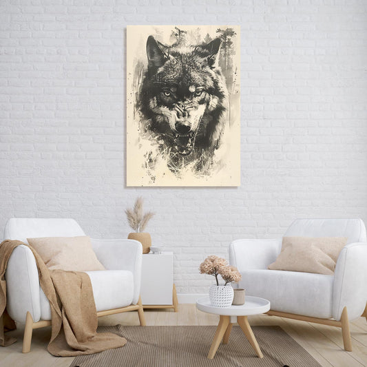 Abstract Wolf Art Black And White