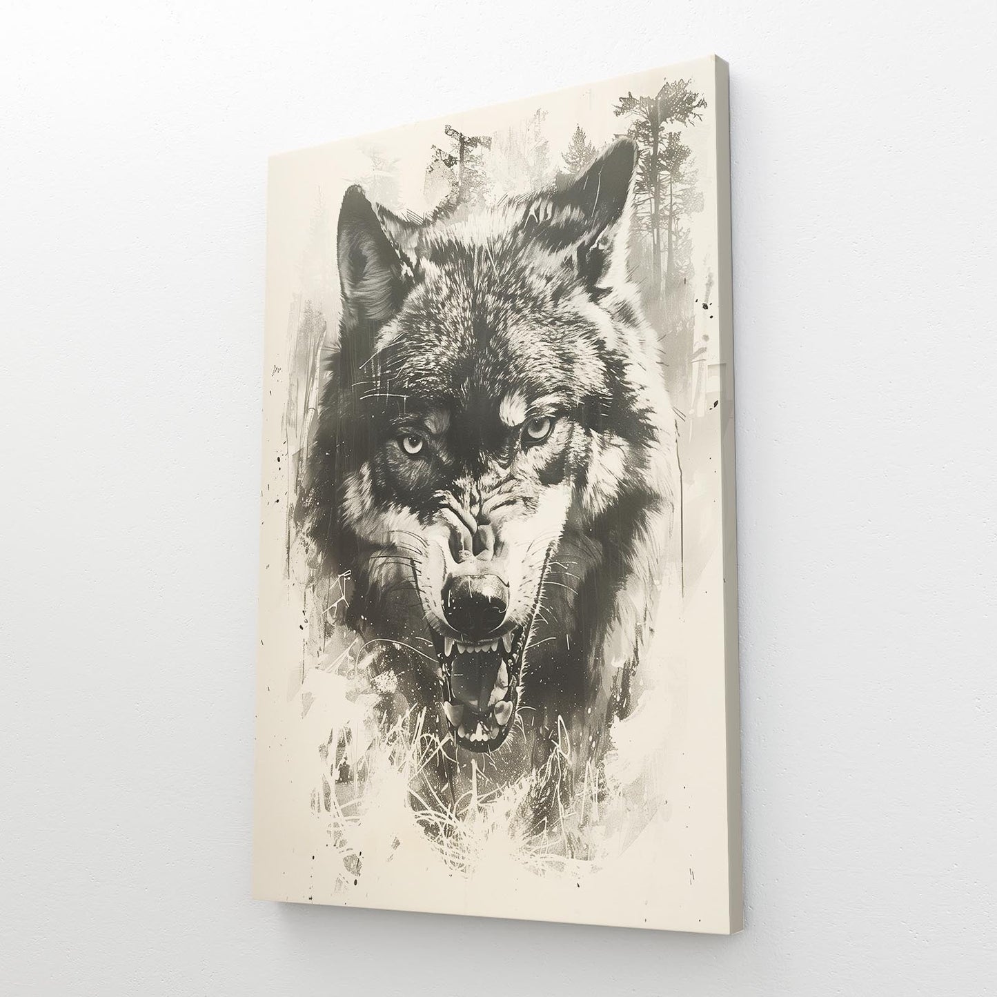 Abstract Wolf Art Black And White
