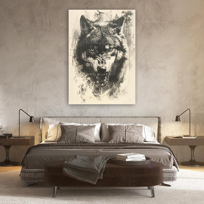 Abstract Wolf Art Black And White