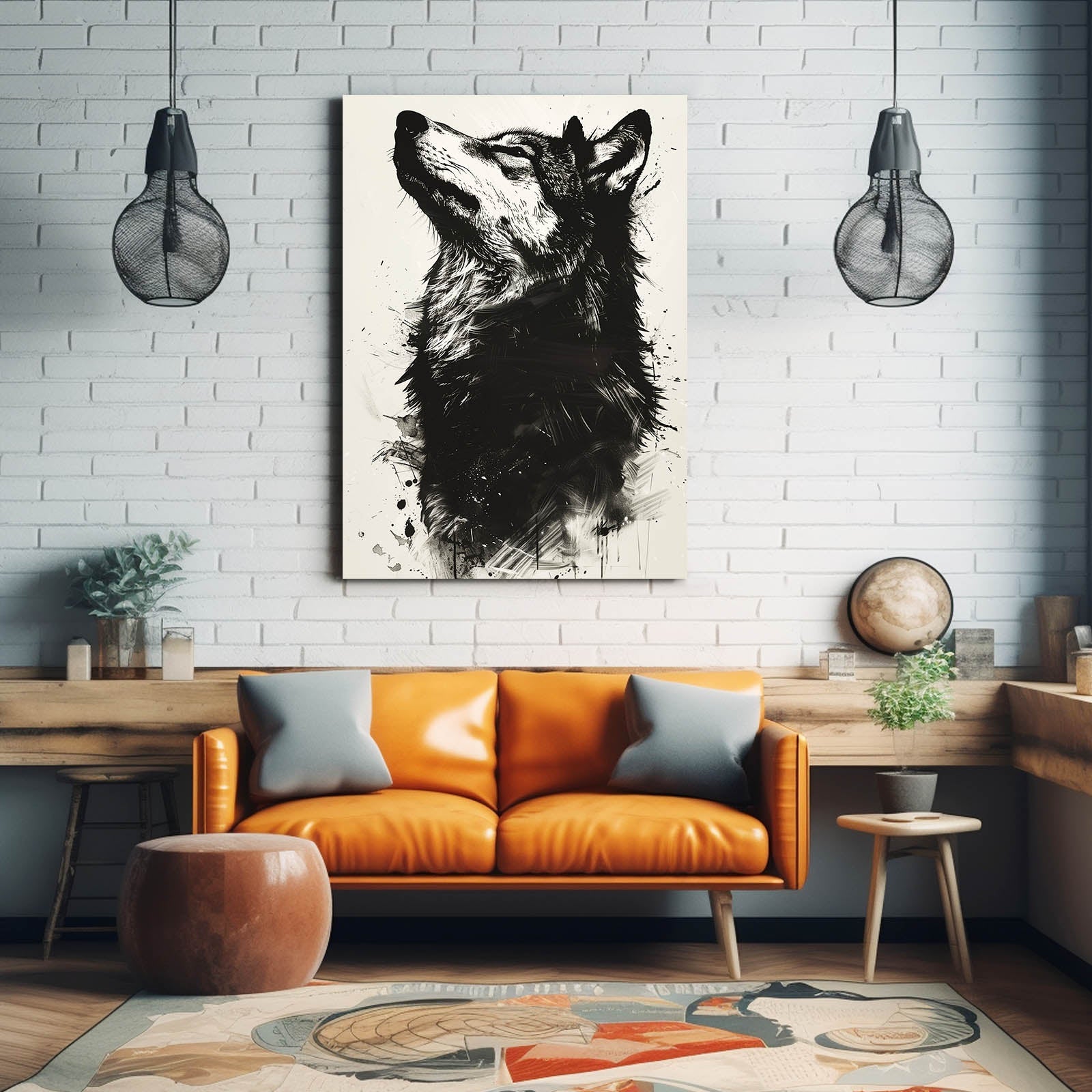 Abstract Wolf Wall Art