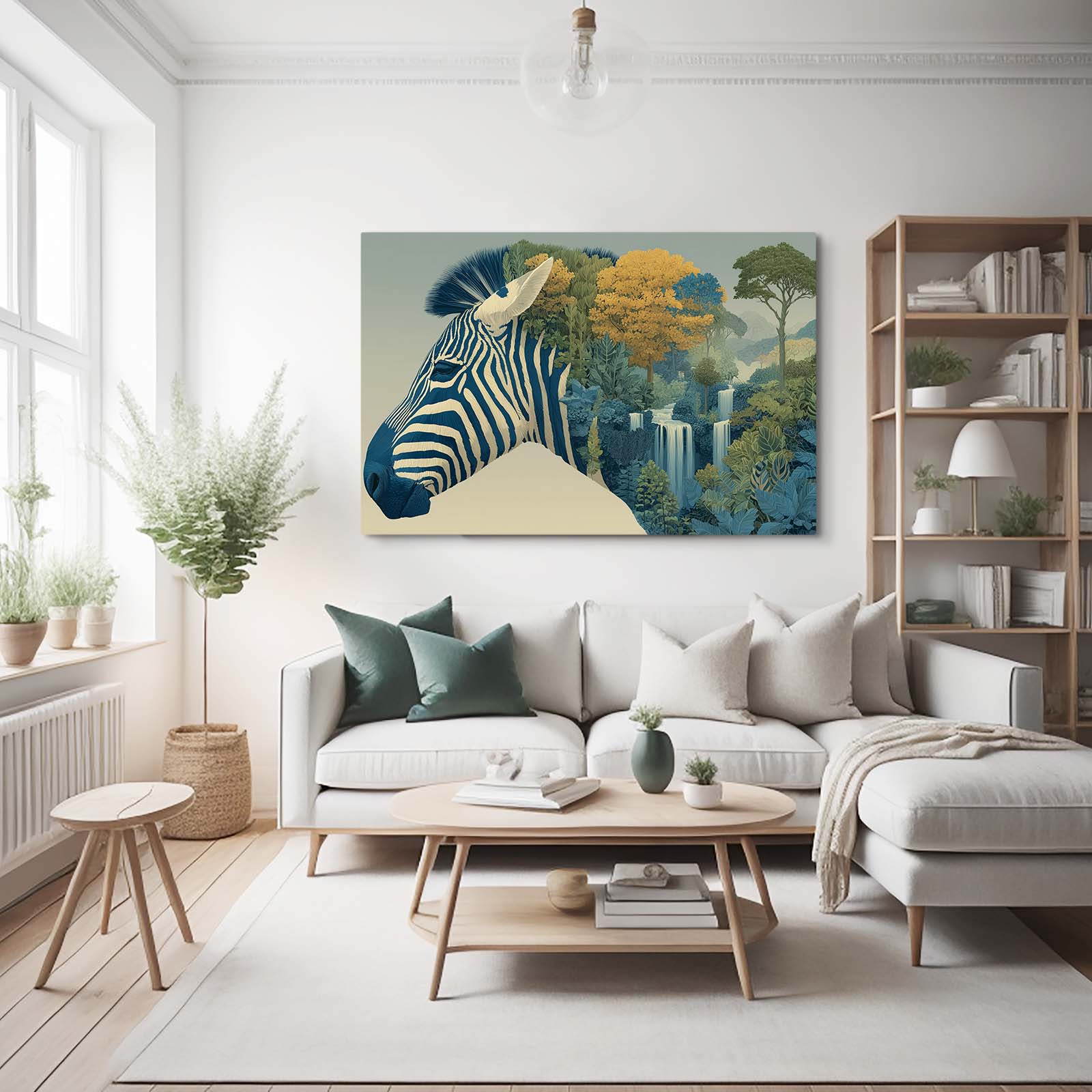 Abstract Zebra Art – styled in a furnished interior