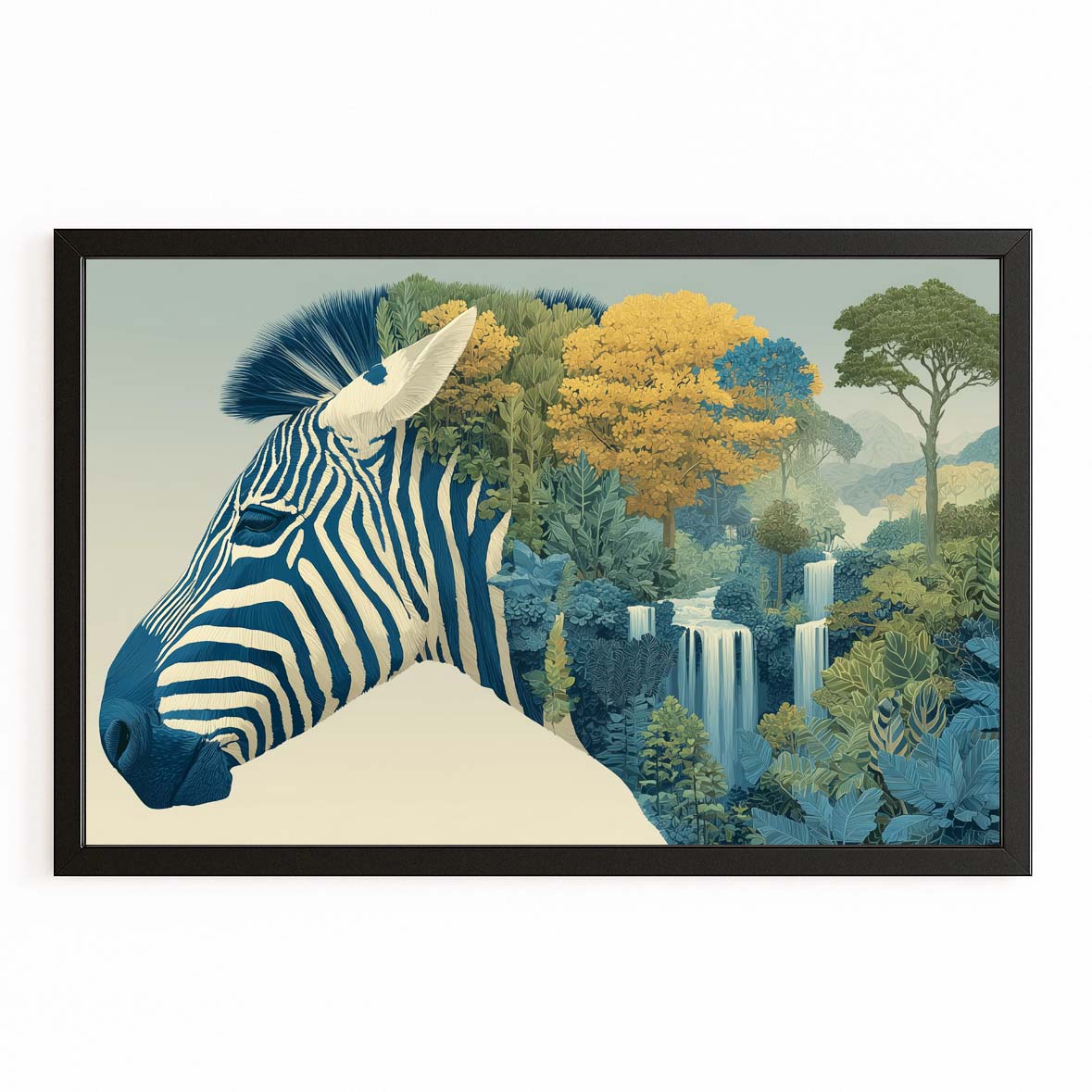 Abstract Zebra Art – with Premium Black frame on white background