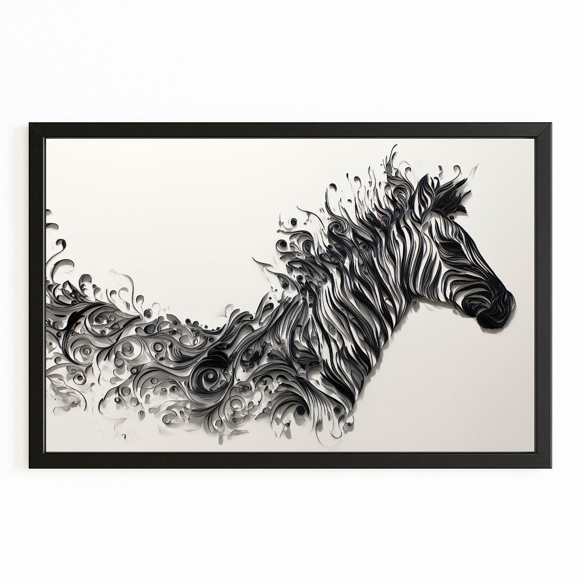 Abstract Zebra Wall Art – with Premium Black frame on white background