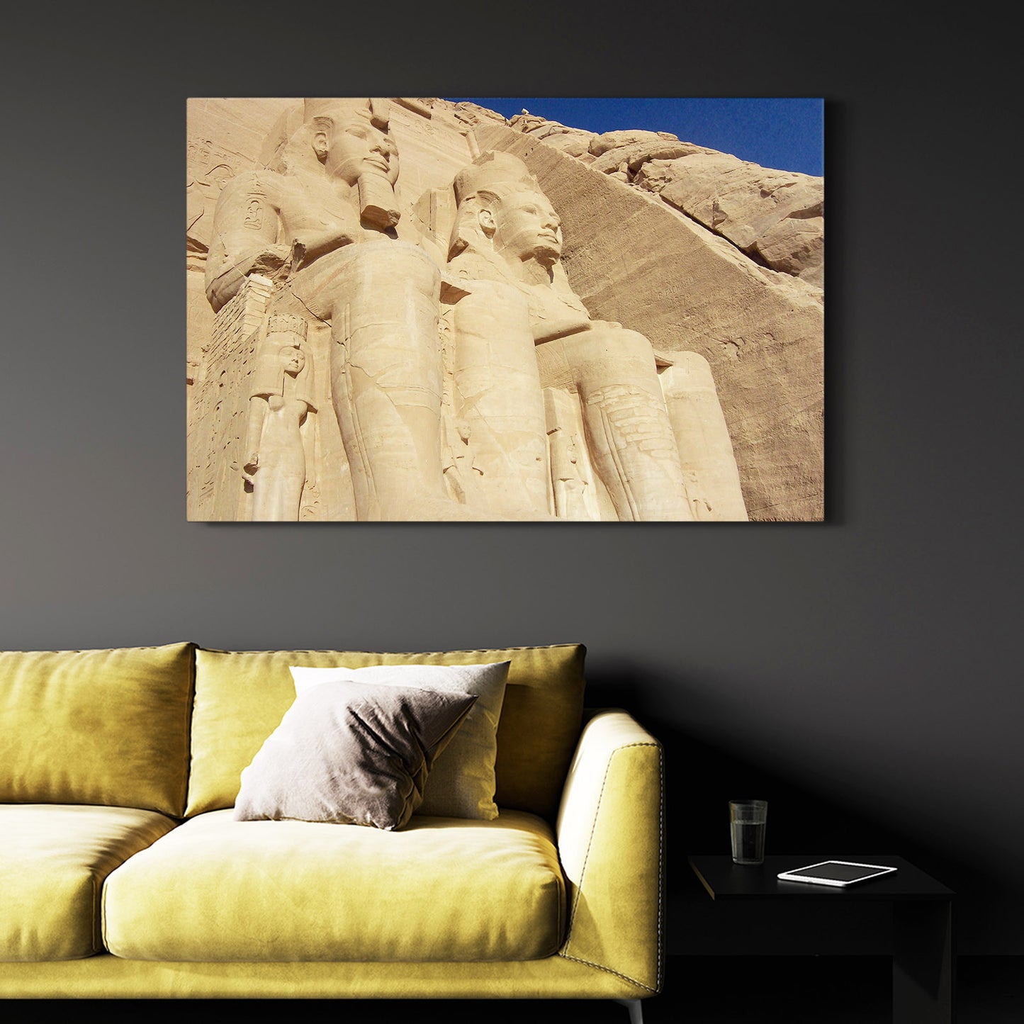 Abu Simbel Colossi Egyptian Wall Art – styled in a furnished interior