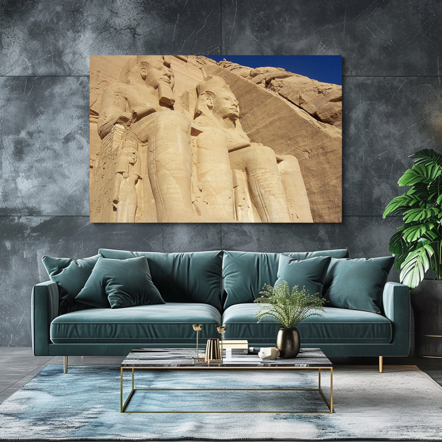 Abu Simbel Colossi Egyptian Wall Art – styled in a furnished interior