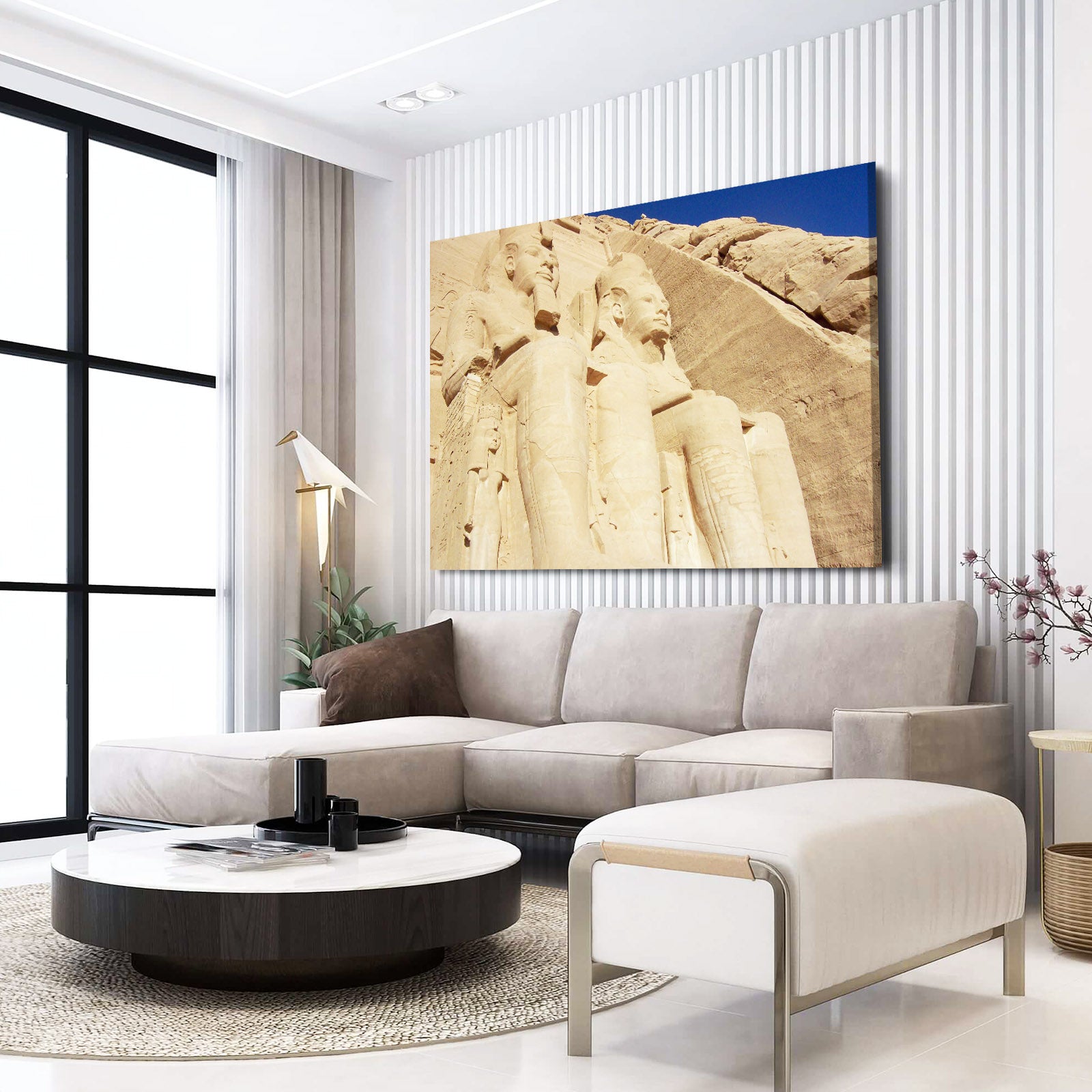 Abu Simbel Colossi Egyptian Wall Art – styled in a furnished interior