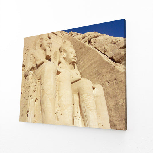 Abu Simbel Colossi Egyptian Wall Art – angled canvas view on white background