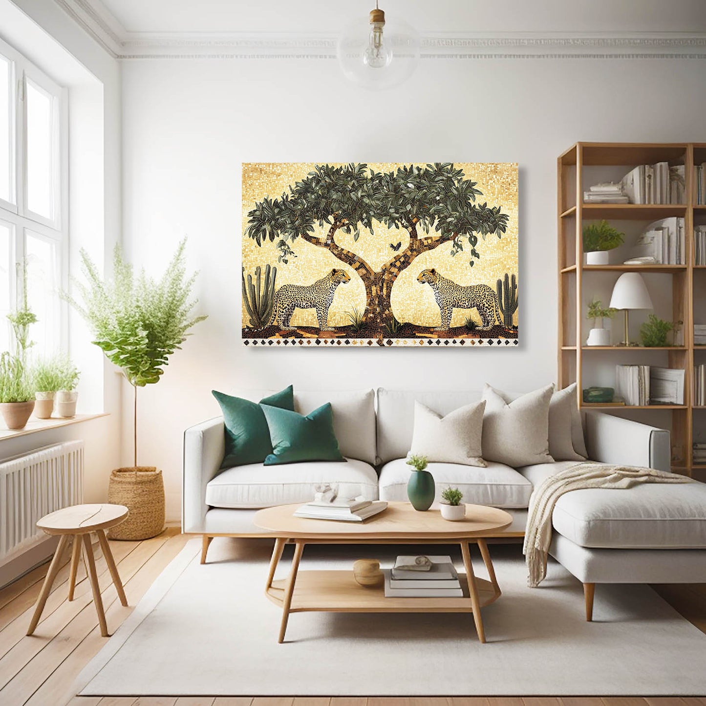 Acacia Tapestry Pair Leopard Art – styled in a furnished interior