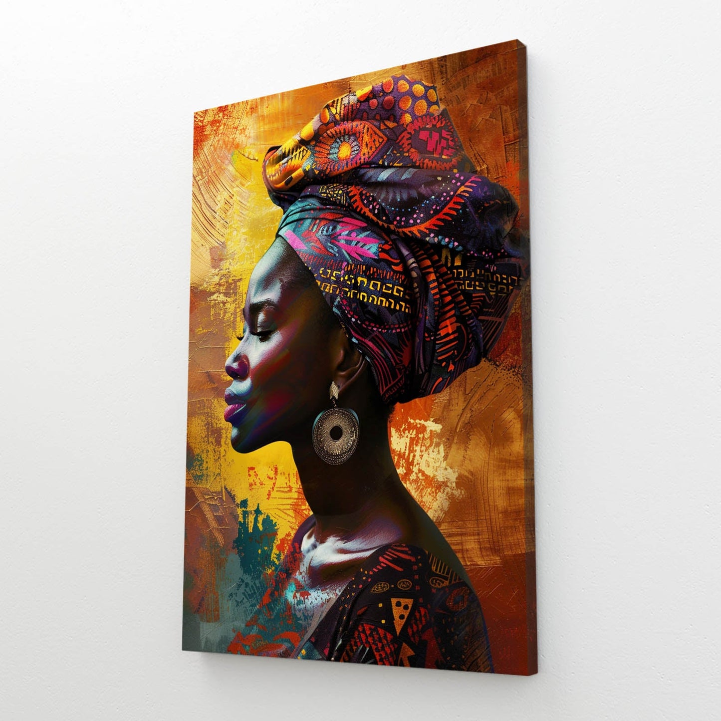 Aesthetic African Art Canvas — african art canvas print in orange tones, view 2