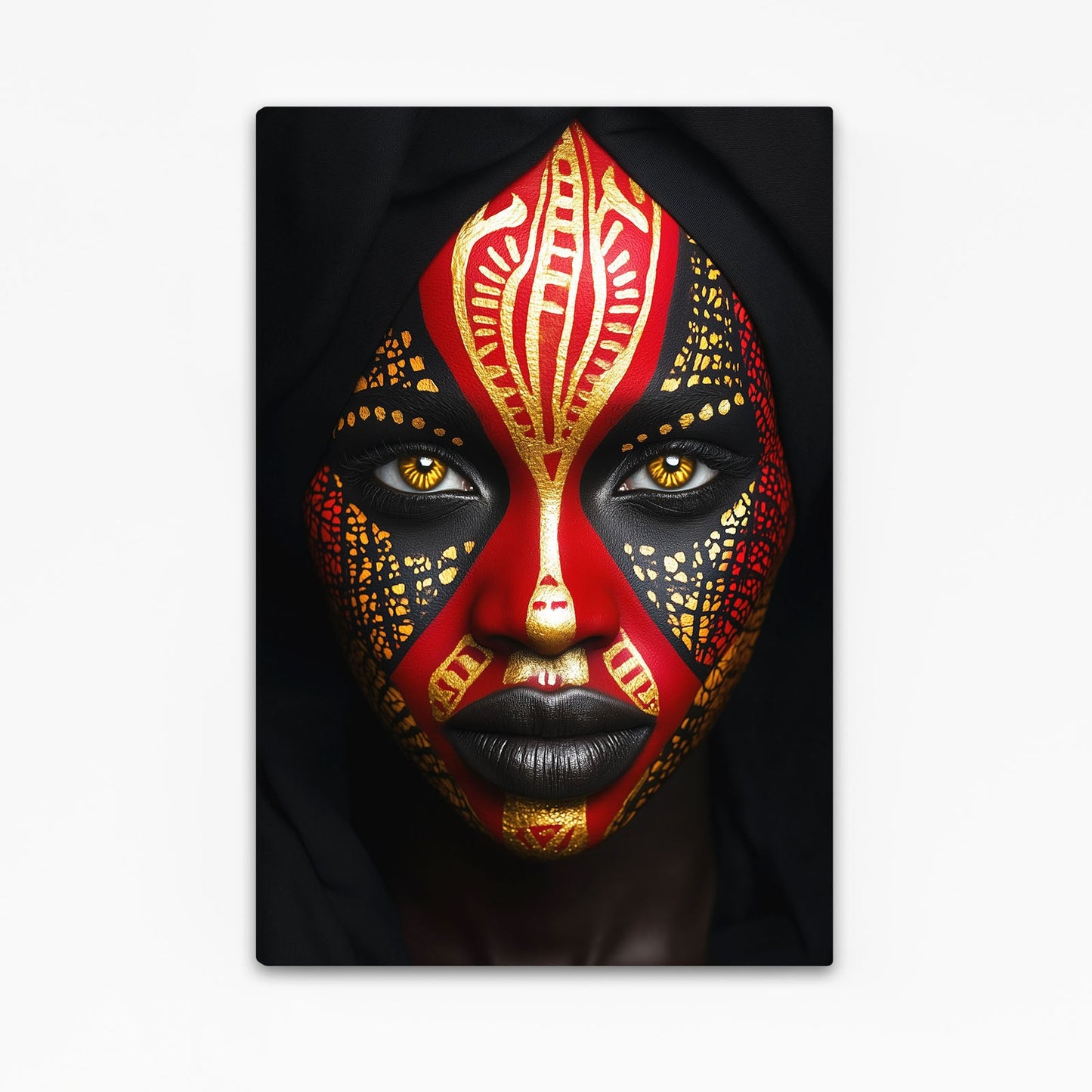 African American Wall Art Face — african art canvas print in red tones
