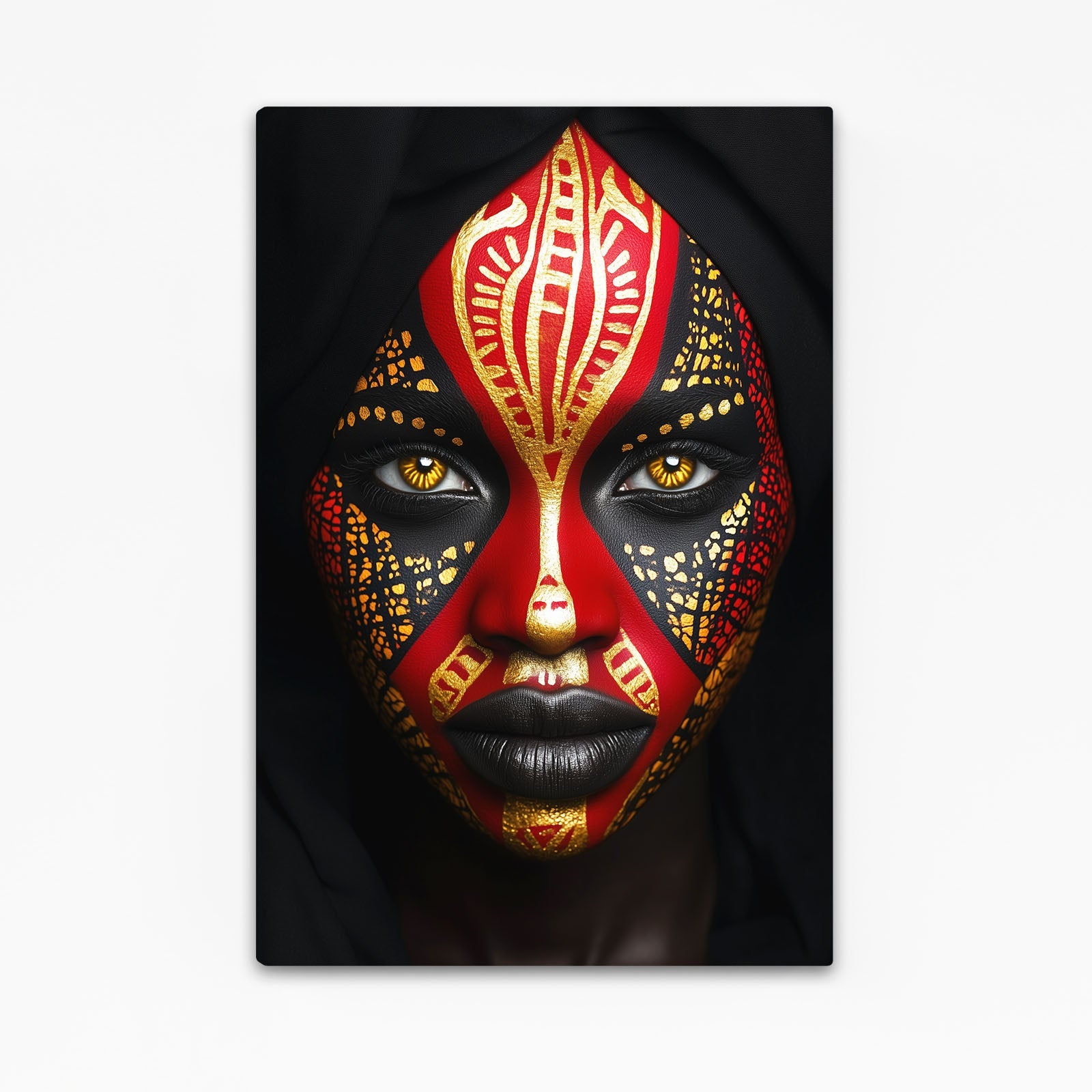 African American Wall Art Face — african art canvas print in red tones