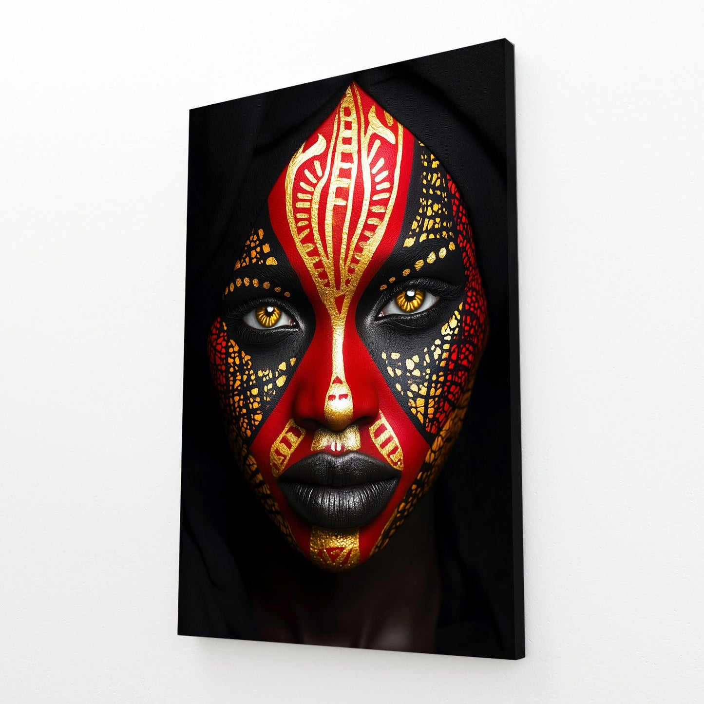 African American Wall Art Face — african art canvas print in red tones, view 5