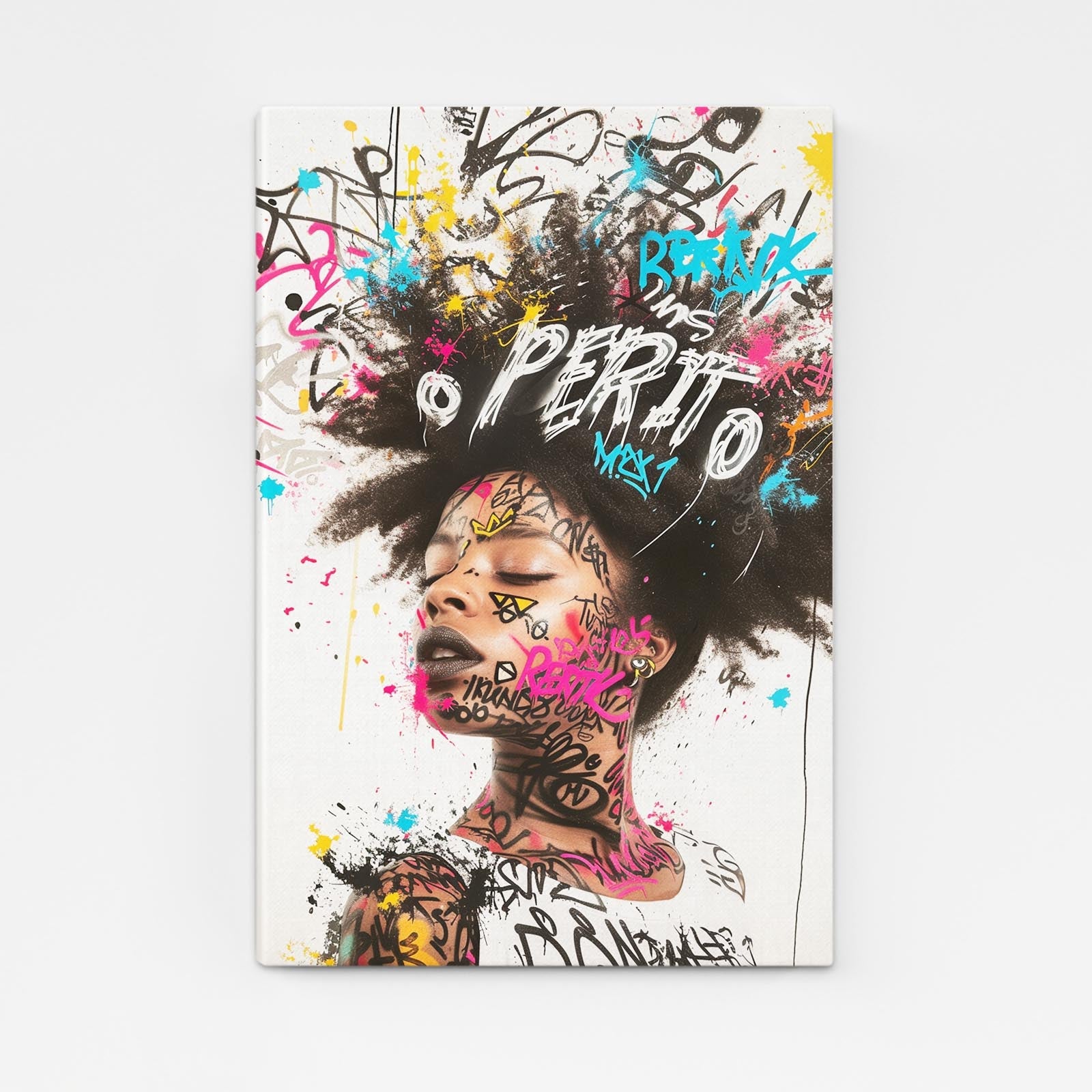 African Art Decor for Bedroom — graffiti canvas print in brown tones