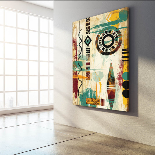 African Art Decor — abstract canvas print in white tones, view 4