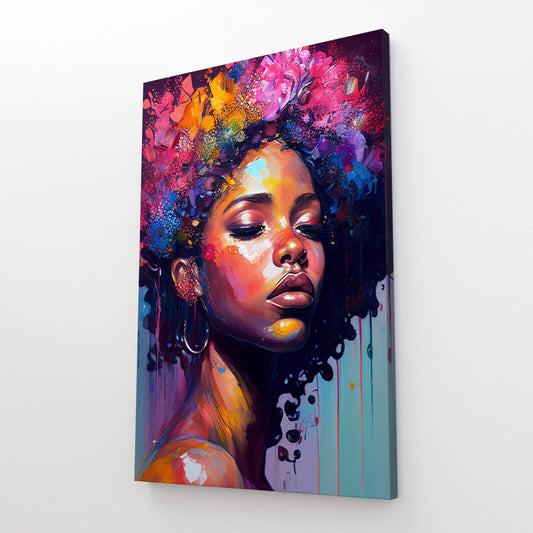 African Art Wall Hangings — abstract canvas print in blue tones, view 3