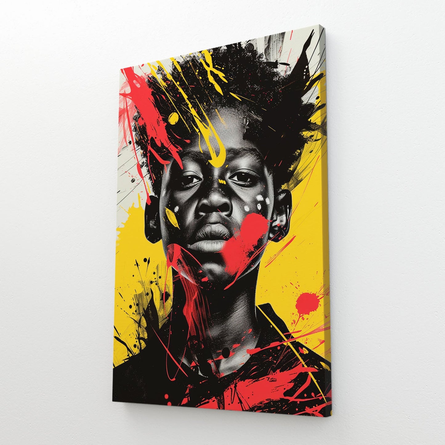 African Boy Wall Art — african art canvas print in orange tones, view 2