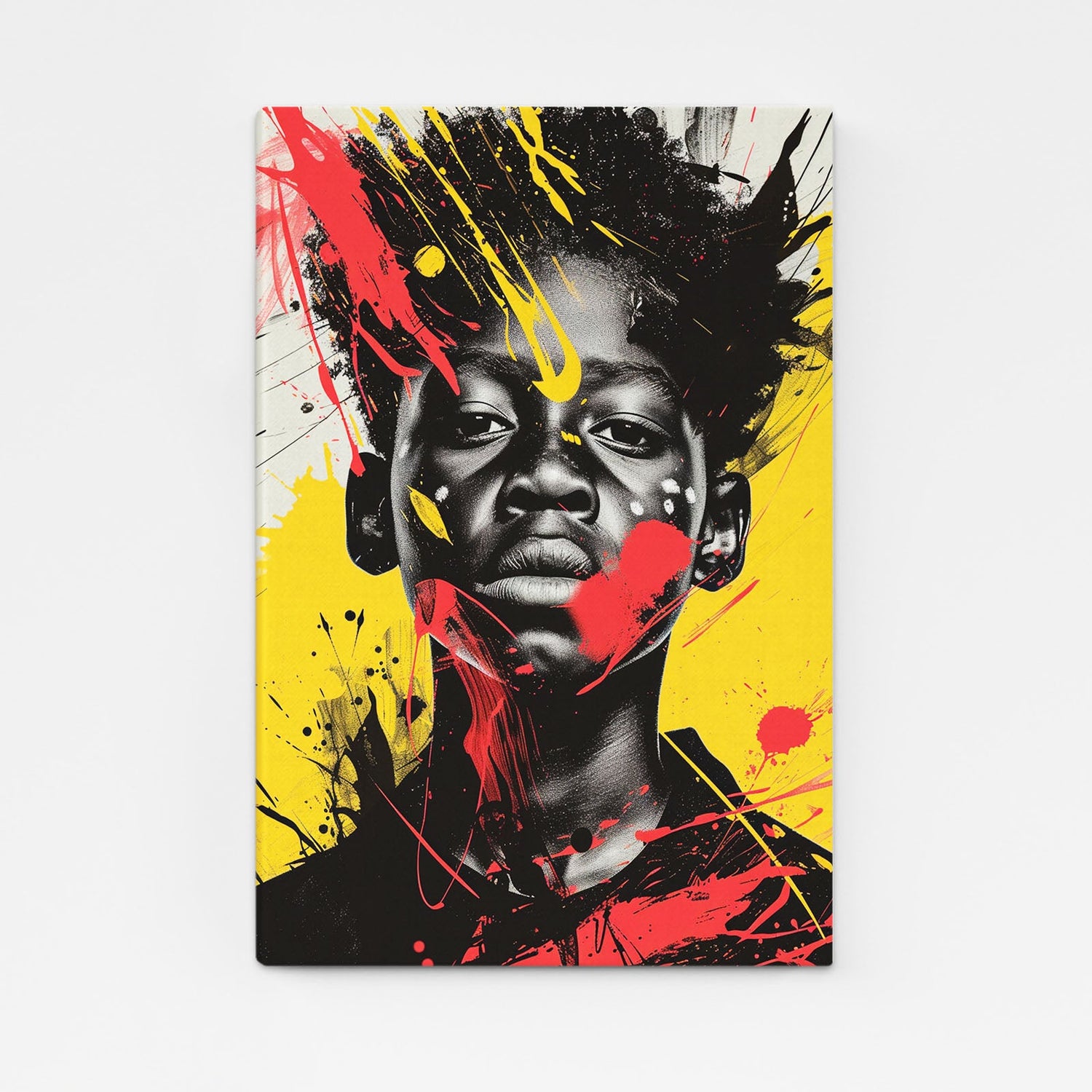 African Boy Wall Art — african art canvas print in orange tones