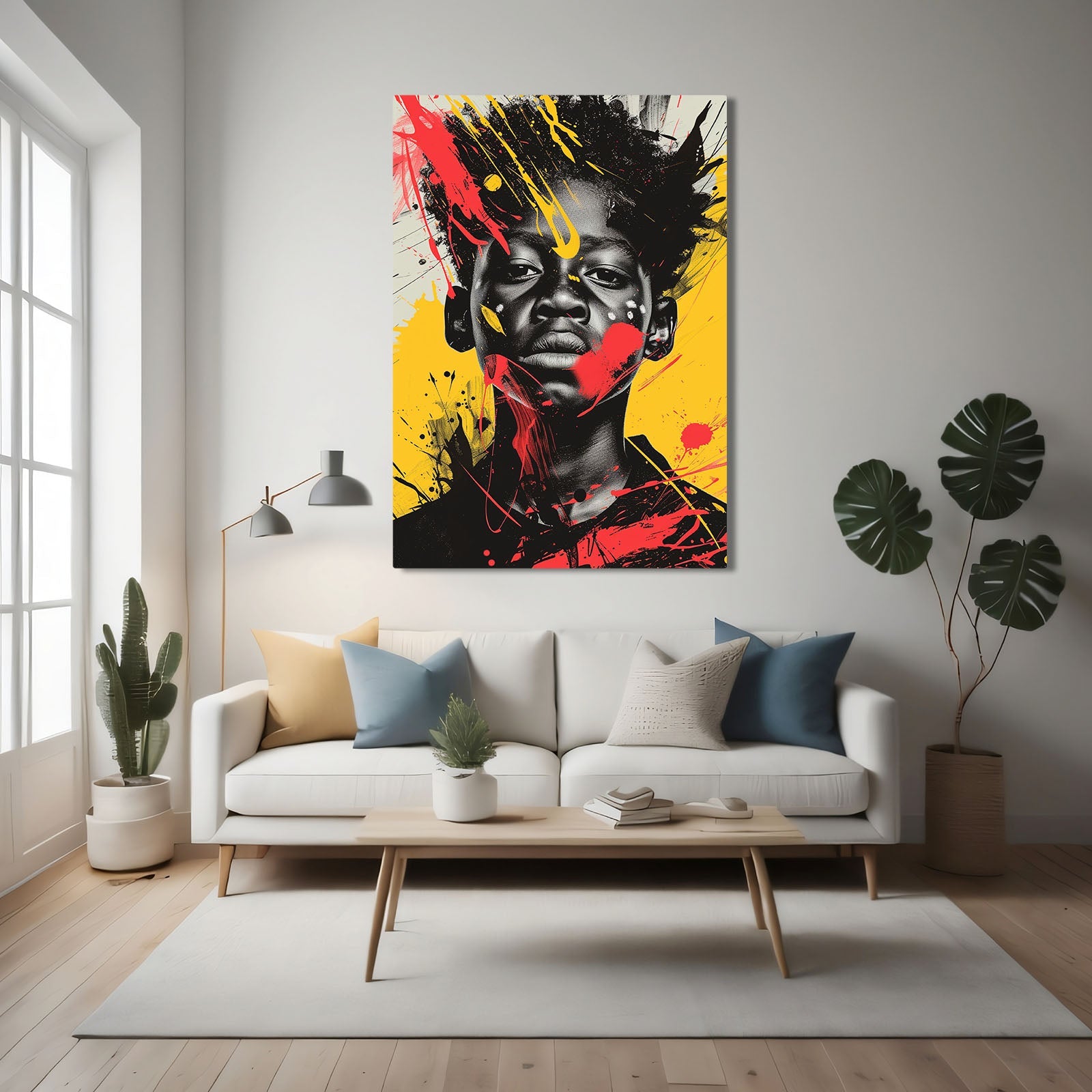 African Boy Wall Art — african art canvas print in orange tones, view 3