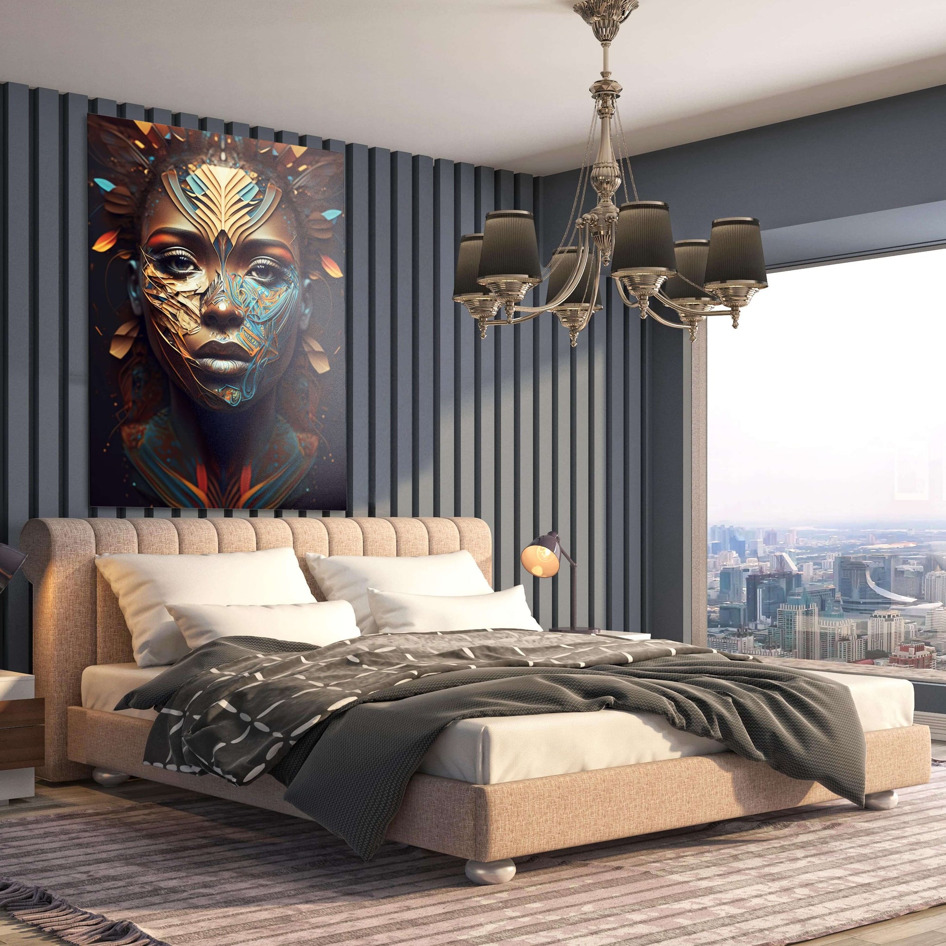 African Celestial Mask Wall Art