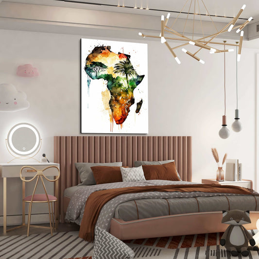 African Continent Wall Art — african art canvas print in white tones, view 3