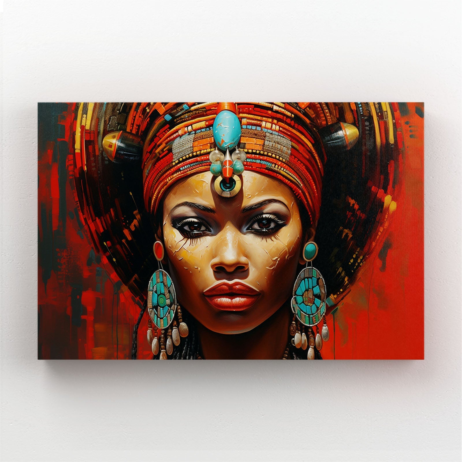 African Lady Wall Art — african art canvas print in red tones