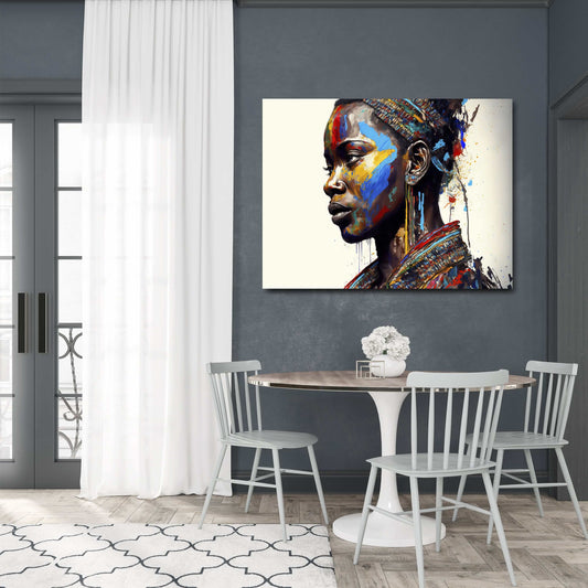 African Print Wall Art — african art canvas print in white tones, view 5