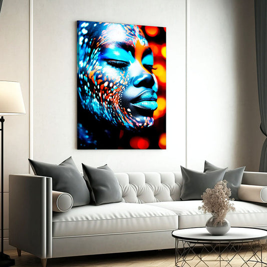 African Theme Wall Art — digital canvas print in blue tones, view 3