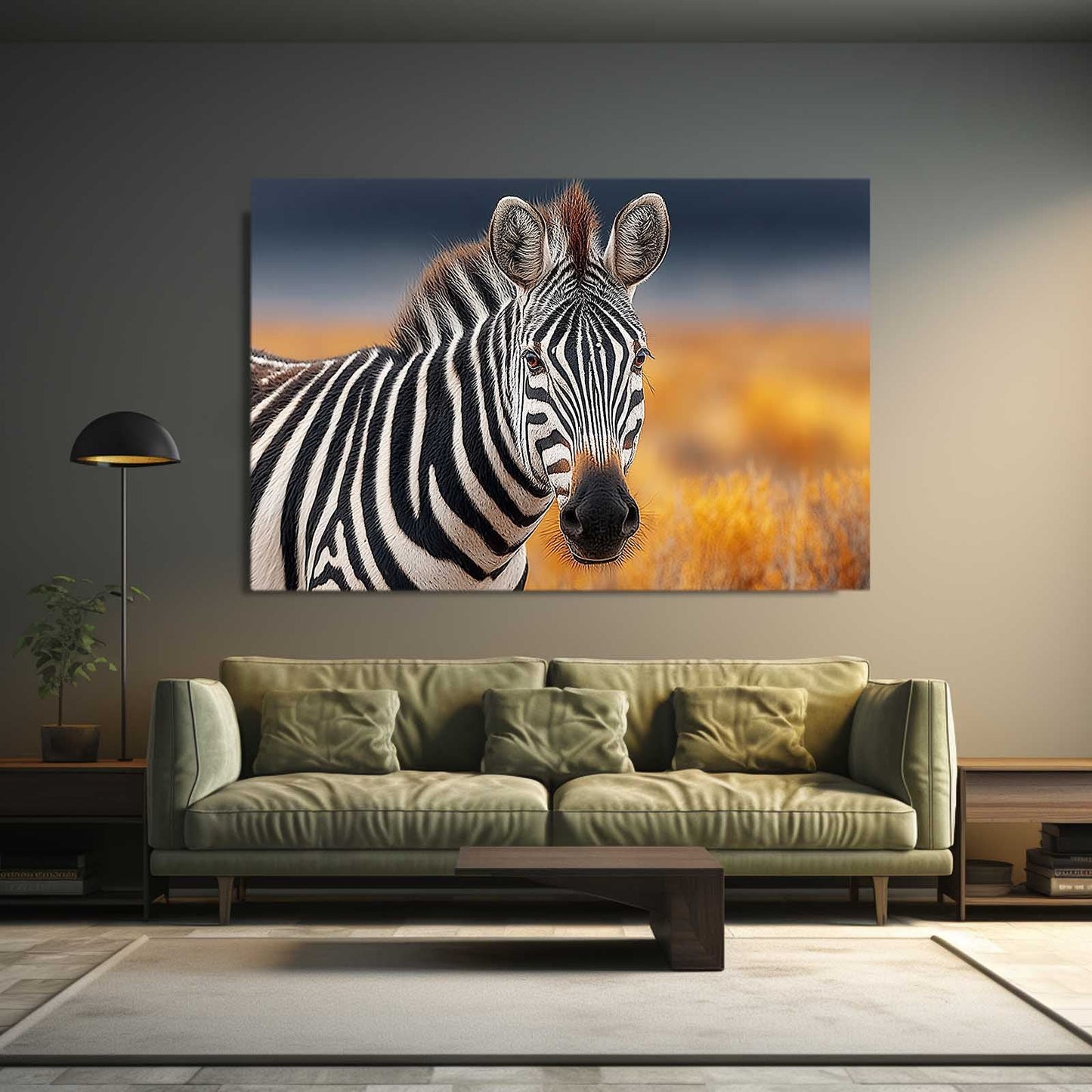 African Zebra Canvas – styled in a furnished interior