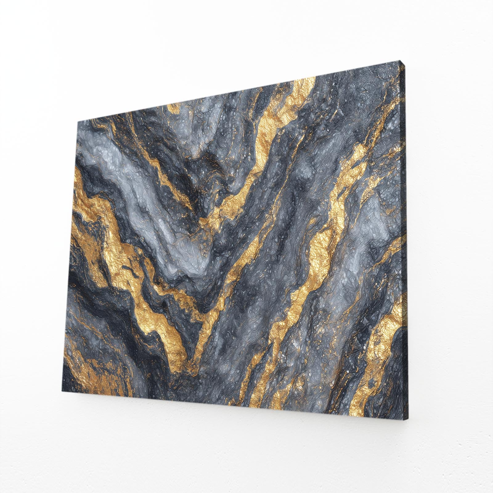 Agate Gold Waves Canvas Art – angled canvas view on white background
