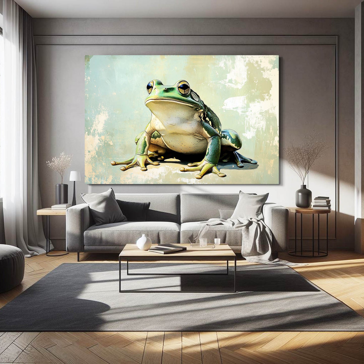 Aged Wall Frog Wall Decor – styled in a furnished interior